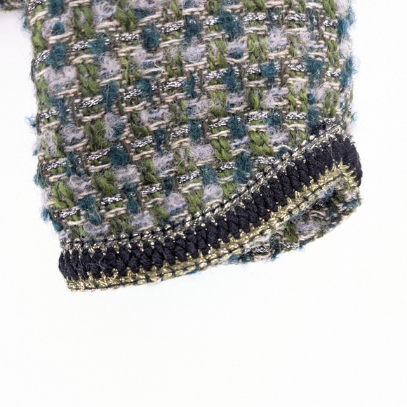 LENINA Coco Cropped Tweed Jacket Black and Green One Size - Picture 8 of 11
